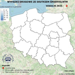policyjna mapa wypadków drogowych przedstawiająca gdzie wypadek miał miejsce